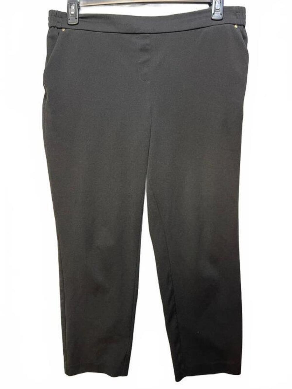 Anne Klein Womens Black Stretch Ankle Pants Size Large Pull On Elastic Waist